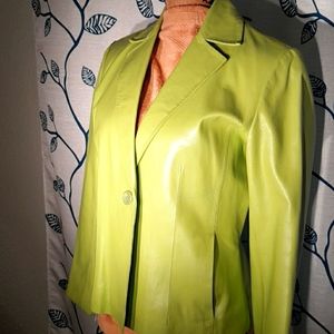 Leather blazer lime green